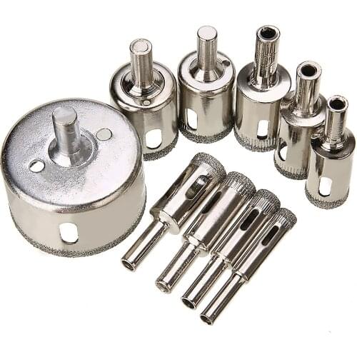 10pcs Holesaw Cutting Kit 8-50mm Drilling Diamond Diamond Coated Hole Saw Cutter Set For Wood Tile Ceramic Marble Glass Drywall