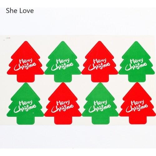 Chzimade 10Pcs/lot Merry Christmas Tree Paper Sticker Seal Sealing Label Sticker For Package Baking DIY Paper Crafts