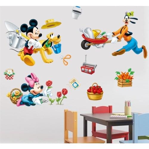 Disney busy farm mickey minnie goofy pluto wall decals kids rooms home decor cartoon wall stickers pvc mural art diy posters