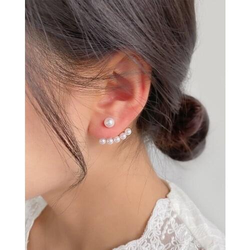 New Style Pearl Geometric Fan Shaped Elegant Stud Earring for Women Daily Wear Gold Plated Earring Charm Women Wedding Jewelry