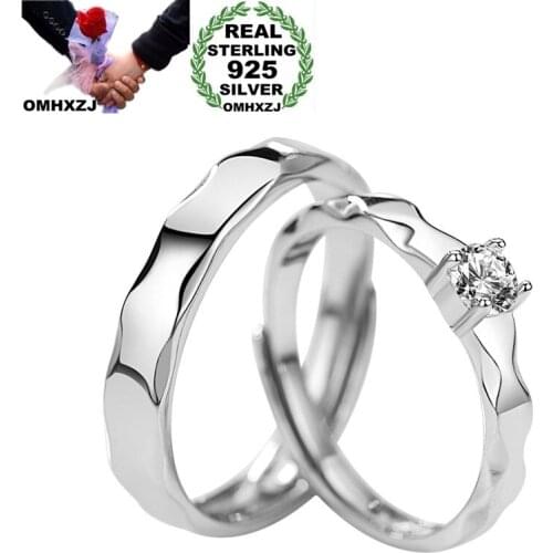 OMHXZJ RR1110 Wholesale European Fashion Fine Hot Lovers Party Birthday Wedding Gift Simple AAA Zircon 925 Sterling Silver Ring