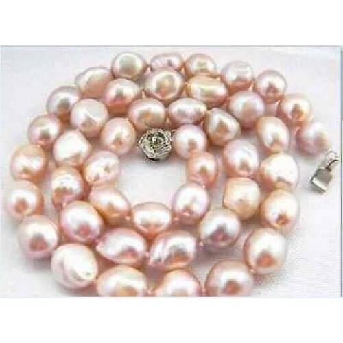 Elegant11-12mm south sea gold pink baroque pearl necklace 18inch