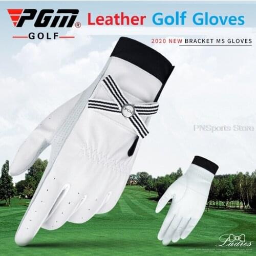 1Pair Pgm Golf Gloves Women Sheepskin Breathable Palm Ladies Genuine Leather Sport Gloves Anti-Slip Training Mittens Elegant