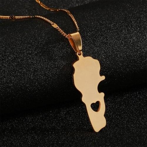 Lebanon Country Map Pendant Necklaces Gold Color Liban Maps of Lebanese Patriotic Jewelry