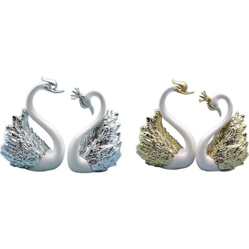 Practical 2 Pieces of Swan Ornaments Figurines,Swan Cake Decoration,Car Figurines Decoration,Home Wedding Christmas Decoration