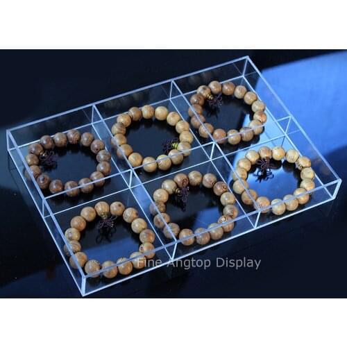 Fashion Clear Acrylic Jewelry Organizer Cases Display Tray for Rings, Earrings, Bracelets, Necklaces 6 compartments