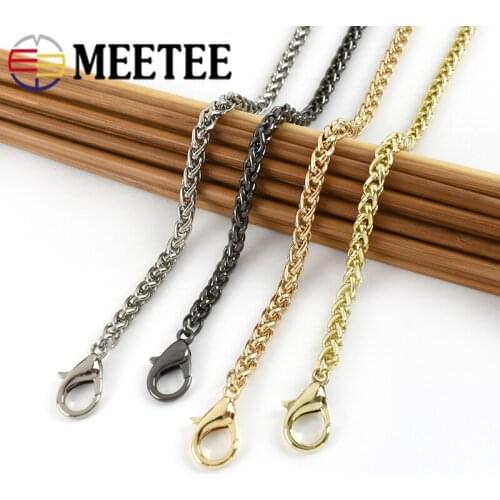 Meetee 5mm Metal Bag Chain 50/100/110/120cm for Replace Shoulder Handbag Luggage Strap Handle Buckles DIY Handmade Accessories
