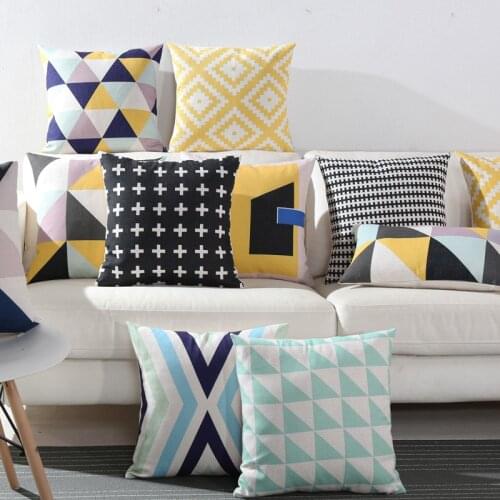 Nordic Geometric Black White Yellow Christmas Pillow Cushon Cover Home Decorative Throw Linen Pillowcase sofa Pillow Covers