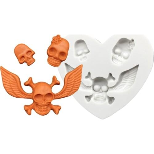 Halloween Skull Wing Rose Silicone Sugarcraft Mold Resin Tools Cupcake Baking Mould Fondant Cake Decorating Tools