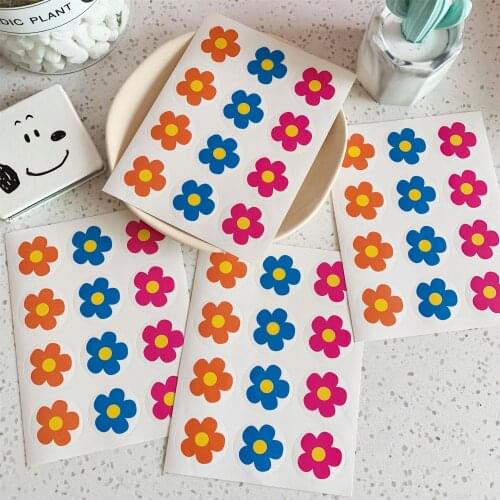 SIXONE 2 Pieces Colorful Floret Stickers Cute Girl Card Sealing Decorating Korean Handbook stationery label decorative Sticker