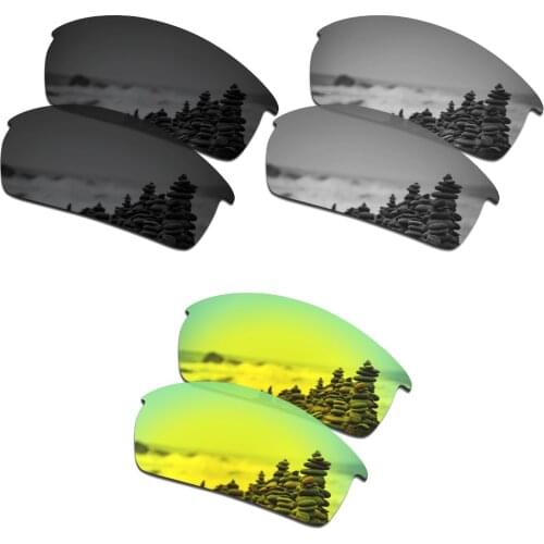 SmartVLT 3 Pairs Polarized Sunglasses Replacement Lenses for Oakley Bottlecap Stealth Black and Silver Titanium and 24K Gold