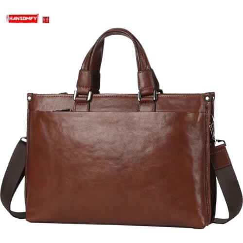 Leather Mens Bag Handbag Men Business Briefcase Genuine Leather Large Capacity Male Laptop Bag Shoulder Messenger Computer Bags