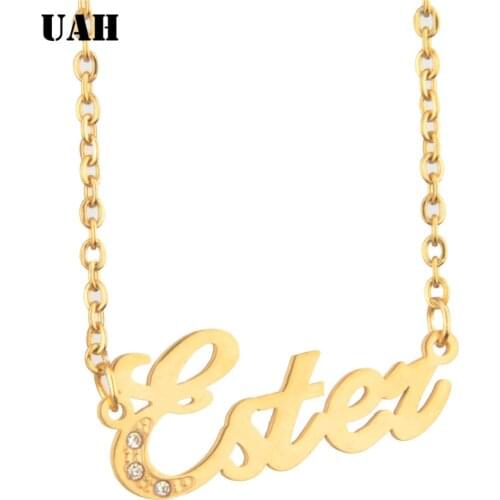 UAH Ester Name or Custom Personalized Necklace Silver Gold Name Pendant Necklace Women Wedding Jewelry Anniversary Mom Gift