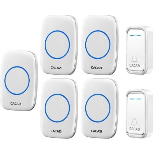 CACAZI Intelligent Wireless Doorbell Waterproof 300M Remote LED Battery Button US EU UK Plug Smart Calling Doorbell 38 Chime