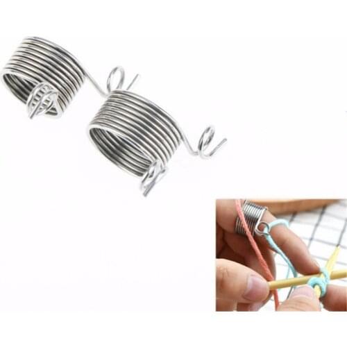 Knitting Thimble Spring Guides Braided Knuckle Assistant Jacquard knitting Needle Metal Yarn Guide Thimble Sewing Accessories