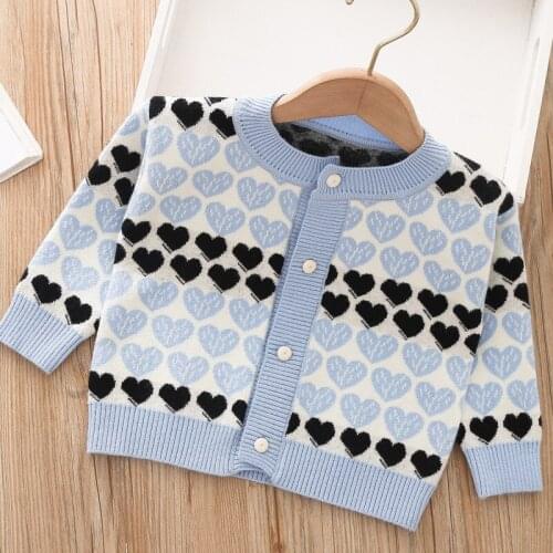 Girls love heart knitted sweater children top baby girl cardigan wholesale