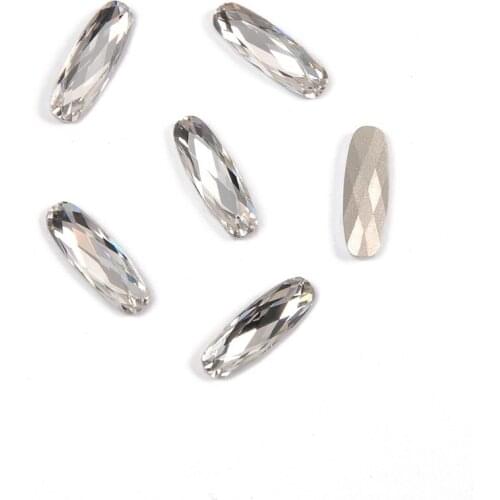 YANRUO 4161 Best Quality Glass Material Rhinestones Crystal Color Elongated Baguette Shape Shing Nail On Stone For Nail Art Gems