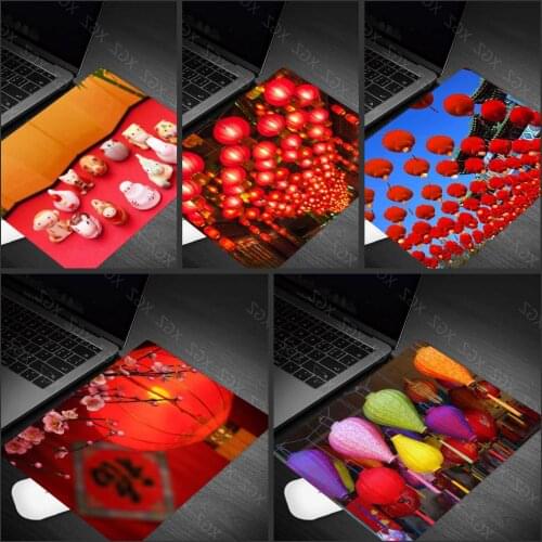 Yzuoan Chinese Style Art Lantern Pattern Mouse Pad Game Non-slip Notebook Computer Office Desk Pad Keyboard Pad Small Size Pad