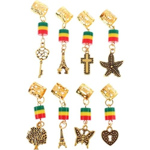 5 Pcs Hair Braid Dread Dreadlock Beads Rings Hair Jewelry Pendants Cuffs Decor Hair Styling Accessories