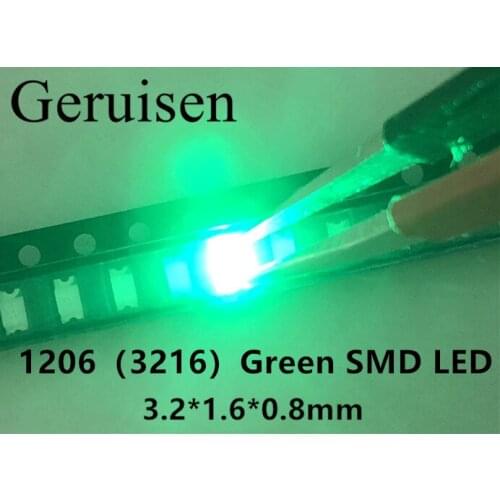 SMD 1206 Green Led 1206 SMD LED Green super bright 1206 light-emitting diodes 560-575nm 70-200mcd 3.2*1.6mm 3000PCS