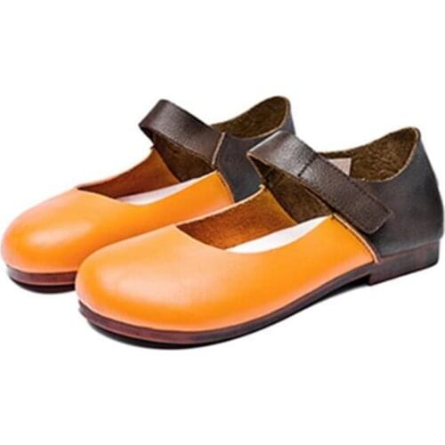 New Moccasins Women Flats 2020 Autumn Woman Loafers Genuine Leather Female Shoes Buckle Strap Round Toe soft Retro women shoes