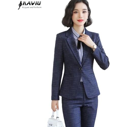 Fashion Women Business Pants Suit OL Temperament Formal Long Sleeve Slim Blazer and Trousers Office Ladies Interview Work Wear