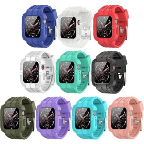 Tough Armor Soft Silicone Protective Case Band Smart Strap Cover for Apple Watch Series 6 5 4 3 2 1 SE
