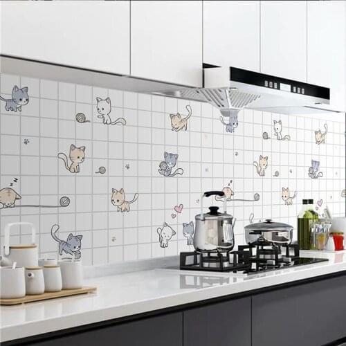 1pcHeat-resistant Self-adhesive and oil-proof stickers household tile wall stickers kitchen wallpaper greaseproof paper stickers