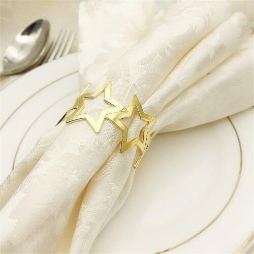 12/ PCS NEW five pointed star napkin buckle metal napkin ring napkin ring gold cloth ring