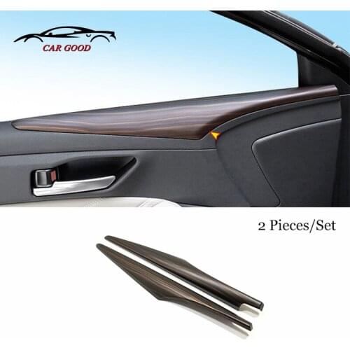 For Toyota Avalon 2019 2020 ABS Wood grain Car Door Inside Panel Cover Scuff Plate Steel Protector Guard Trim Accessories 2 PCS