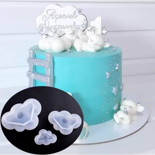3D Cloud Shape Chocolate Silicone Mold Mousse Fondant Ice Cube Mould Pudding Candy Soap Candle Molds Baking Cake Decoration Tool