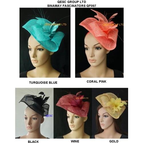 BIG Design special shape Sinamay fascinator womens hat w/ feather flowers for Kentucky derby,melbourne cup,ascot races, wedding