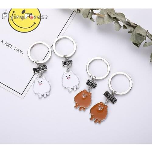 Keychain Cute Keychain New Fashion Key Ring Trendy Metal Pet Keychain Pomeranian Dog Pendant Key Chains Gift for Besy friend