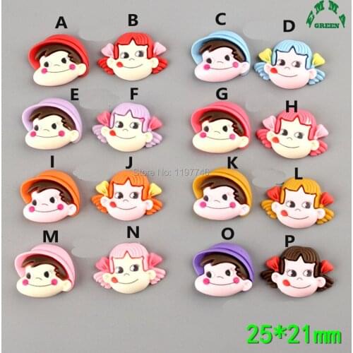 Resin Slime Charm Beads cute Cartoon Boy and Girl Flatback Cabochons 25mm 10pcs for handmade crafts