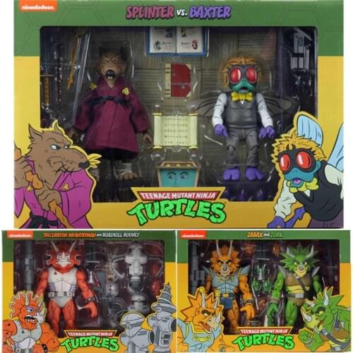 NECA Teenage Mutant Ninja Turtles PVC Model Zarax Zork Splinter MICHELANGELO DONATELLO Action Figures Collection Toy Gift