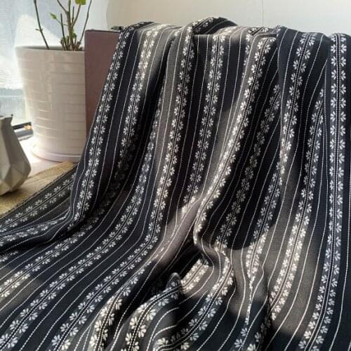 Imitation flower small daisy jacquard striped fabric Poly-cotton blended fabric diy womens dress designer fabric