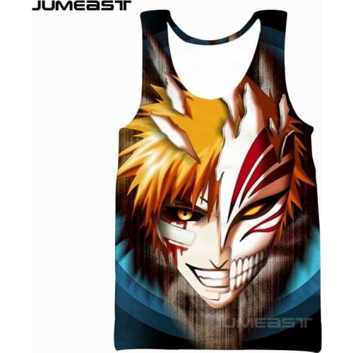 Jumeast Brand Men/Women 3D Printed Cartoon Anime Bleach Vest Short Sleeve New Fashion Sport Pullover Summer Tank Tops Tees