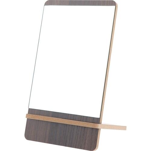 Cosmetic Countertop Makeup Mirror W/ Wood Frame for Bedroom Bathroom Travel