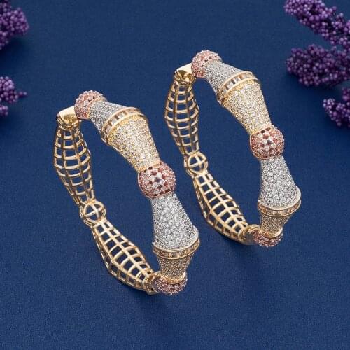 ModemAngel Fashion Luxury Bamboo Super Copper AAA Cubic Zirconia Party Engagement Width Earrings Jewelry Gift