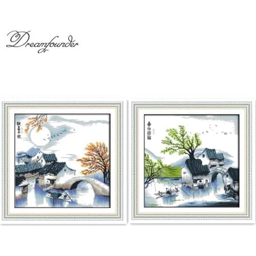 Harvest in autumn cross stitch kit aida 14ct 11ct count printed canvas stitches embroidery DIY handmade needlework