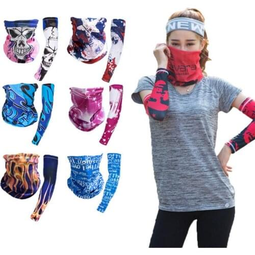 Outdoor Sports Cycling Anti-UV Protection Cooling Arm Sleeves Neck Scarf Set