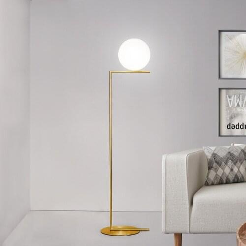 Nordic living room floor lamp Simple design bedroom study vertical lamp Postmodern minimalist ball floor lamp