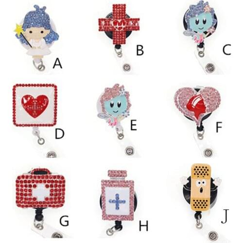 Newest Rhinestone Medical Nurse Angle/Pill/First Aid Case/Retractable Badge Holder Reel For Doctor/Nurse Gifts