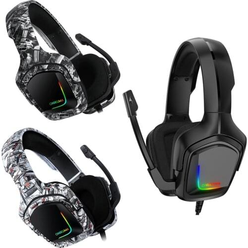 ONIKUMA K20 Wired Headphones With Microphone RGB Light Gaming Headsets Noise Cancelling Earphones For PS4 Xbox One Headset Gamer
