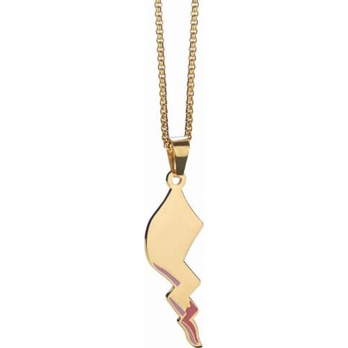 Stainless Steel Cartoon Pikachu Tail Pendant Necklace Jewelry Gift For Him with Chain