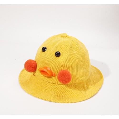 Kids Sun Hat Corduroy Duck Bucket Cap for Toddler Boy Girl Children Cute Cartoon Animal Basin Panama Hat Spring Autumn Gorros