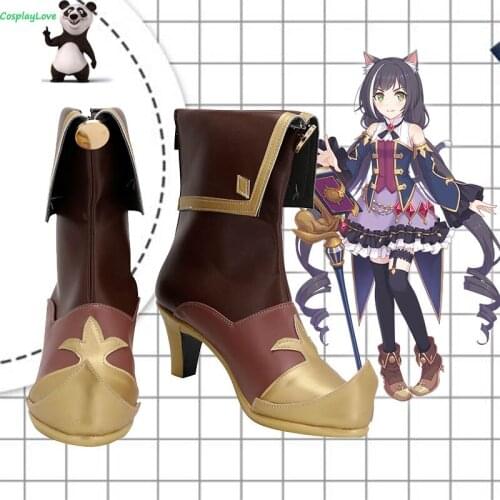 Princess Connect! Re: Dive Cosplay Shoes Kiruya Momochiru Brown Shoes Cosplay Long Boots Leather CosplayLove
