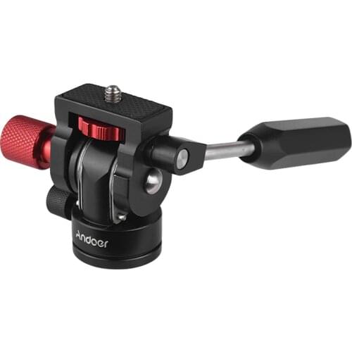 Andoer Professional Mini Phone Video Tripod Head Video Tripod Action Fluid Drag Pan Head with 1/4" Screw Mount