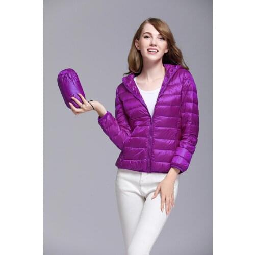 New Womens Lightweight Down Jacket Packable Puffer Coat Hooded Insulated Jacket Ladies Winter Warm Fashion Casual Short Jacket