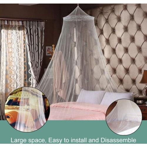 Summer Round Lace Anti-mosquito Bed Canopy Netting Curtain Polyester Mesh Fabric Home Textile Elegant Hung Dome Mosquito Net